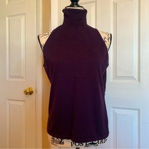RALPH LAUREN SILK BLEND SLEEVELESS TURTLENECK SWEATER